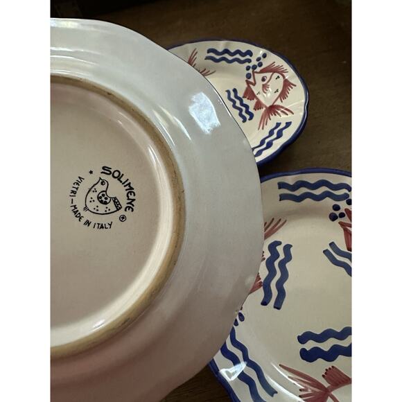 NEW VIETRI Campagna Pesce Solimene Fish Plate Set of 3 Made In Italy - Picture 5 of 5